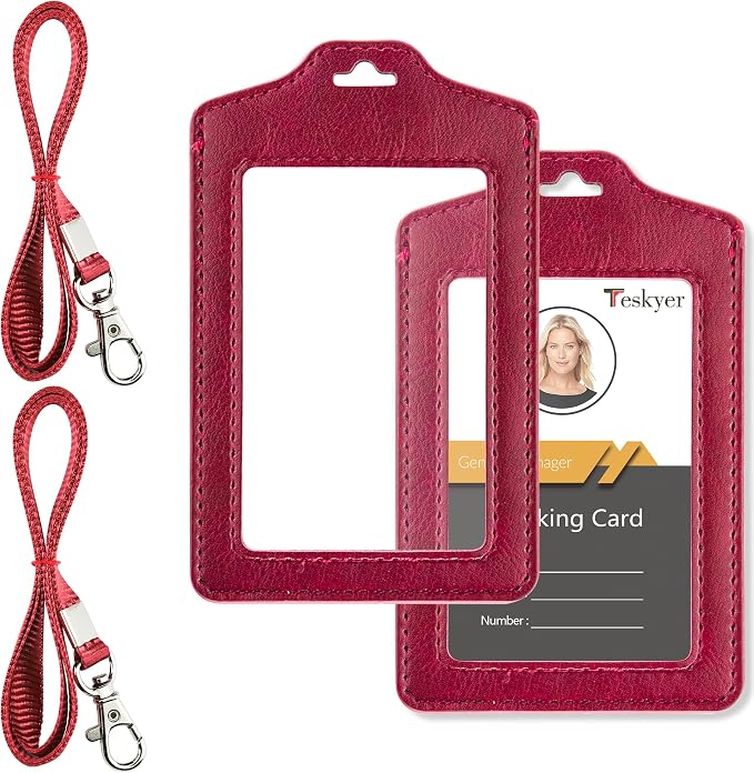 Teskyer 2 Pack Double Sided Clear Badge Holder by TESKYER