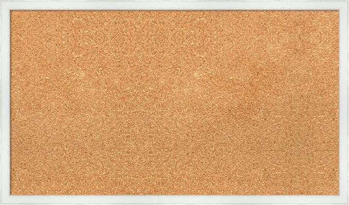 Amanti Art Natural Cork Board for Wall, 17x29 Vision Board with White Frame, Medium Corkboard Office Decor for Home Organization, Country Rustic Corkboard Pinboard to Display Items for Home-DeskLoop Office