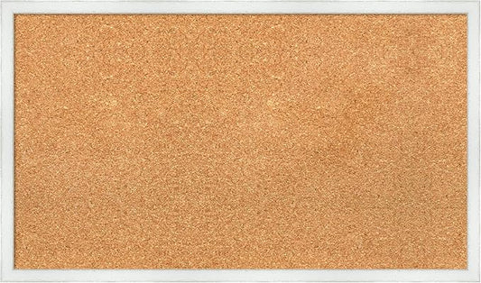 Amanti Art Natural Cork Board for Wall, 17x29 Vision Board with White Frame, Medium Corkboard Office Decor for Home Organization, Country Rustic Corkboard Pinboard to Display Items for Home-DeskLoop Office