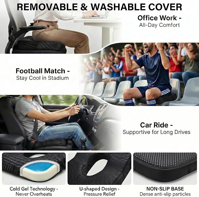 Gel Seat Cushion for Office Chair, Memory Foam - Image 5