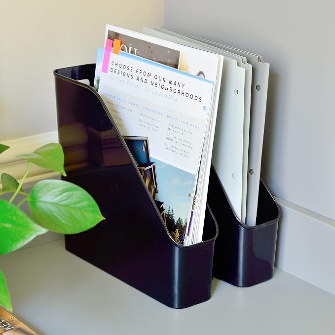 Youngever 3 Pack File Folder Bin Storage, Plastic File Folder Bin Organizer - Image 3