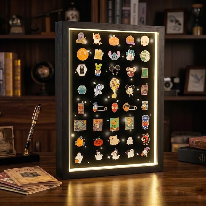 Light Up Pin Display Case – 16x12 Black Enamel Pin Display Board by Unknown