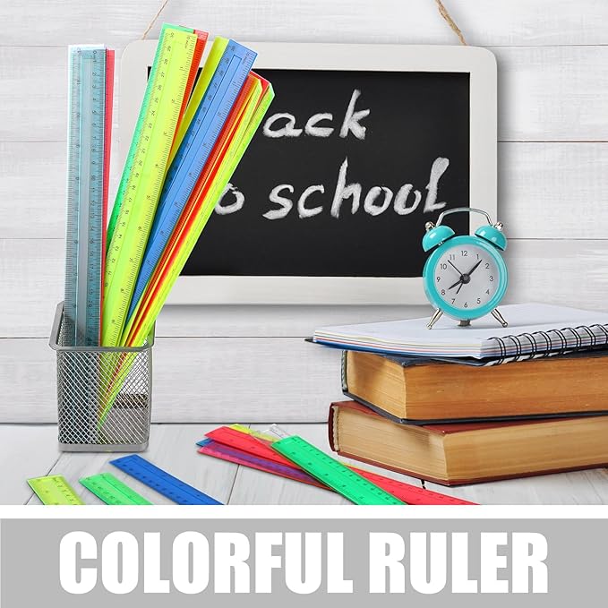 Panelee 306 Pcs 12 Inch Plastic Ruler Color Transparent Ruler Assorted Color Metric Clear Ruler with Inches and Centimeters for Kids School Home Classroom Office Back to School Gifts Supplies-DeskLoop Office
