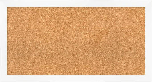 Amanti Art Natural Cork Board for Wall, 23x43 Vision Board with White Frame, Large Corkboard Office Decor for Home Organization, Modern Corkboard Pinboard to Display Items for Home Organization in-DeskLoop Office