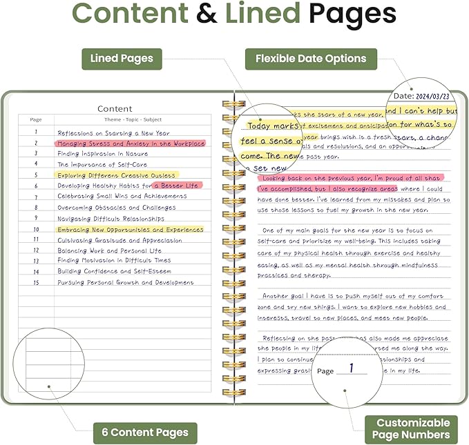 Taja Lined Spiral Journal Notebook for Work, 6 Pack, 140 Pages, College Ruled Hardcover Notebook Journal for Women, 6 Pcs, Journals for Writing, A5(6"x8") - Multi-DeskLoop Office