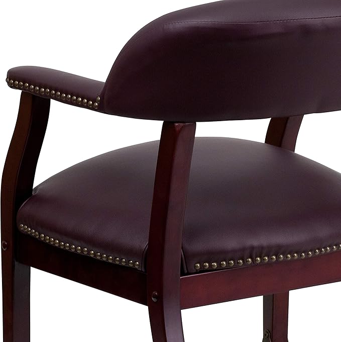 EMMA + OLIVER Burgundy LeatherSoft Conference Chair with Casters-DeskLoop Office