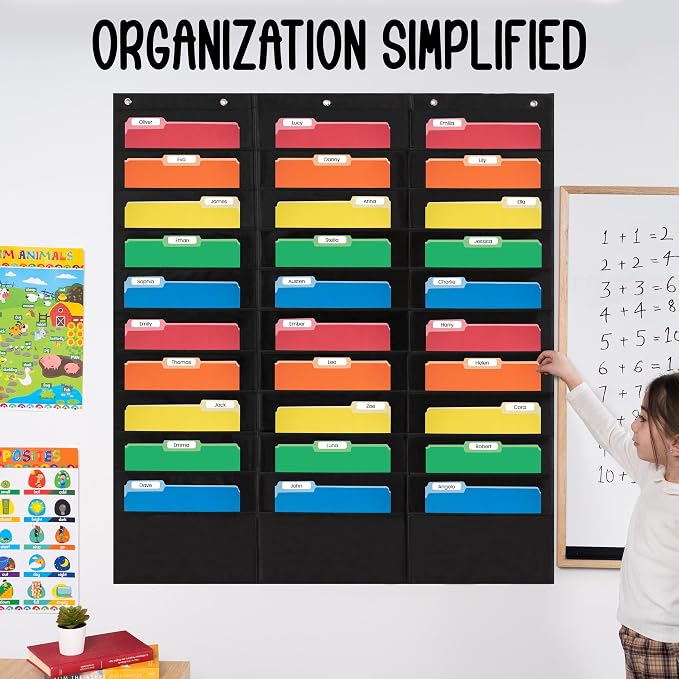 Essex Wares - 30 Pocket File Pocket Chart, and More - Wall Folder Organizer - - Image 4