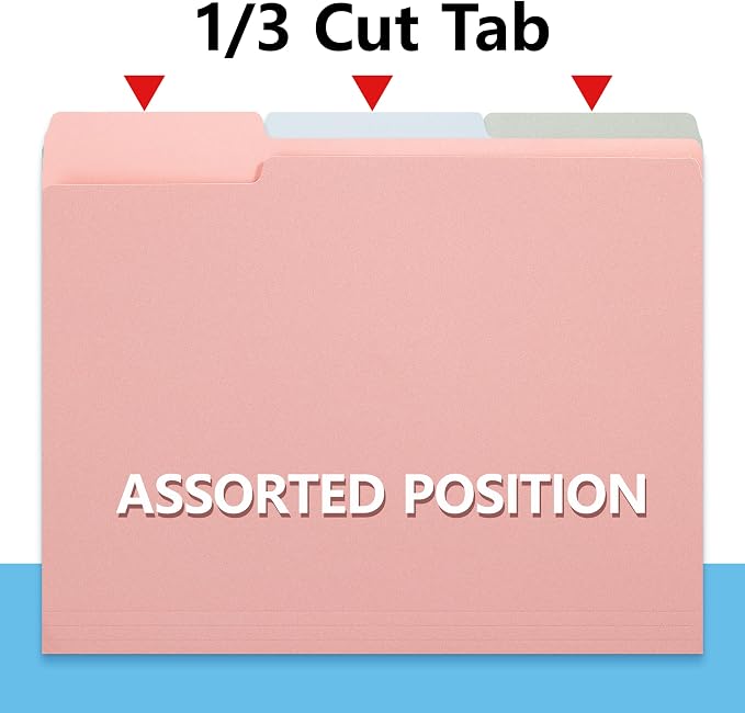 pmybupo Pink File Folders with Tabs –Colored File Folders, 1/3 Cut Top Tabs - Image 6
