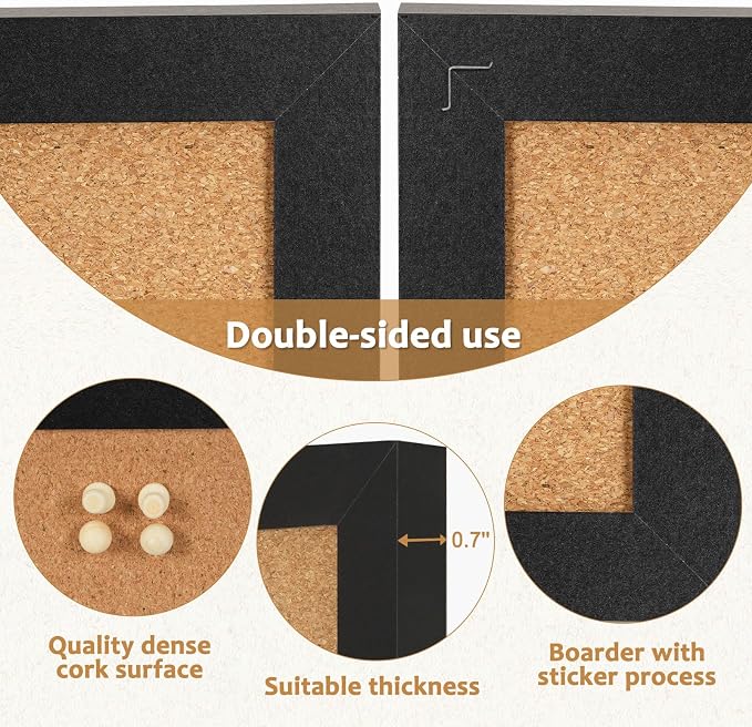Double-Sided Small Wood Framed Cork Board - Image 4