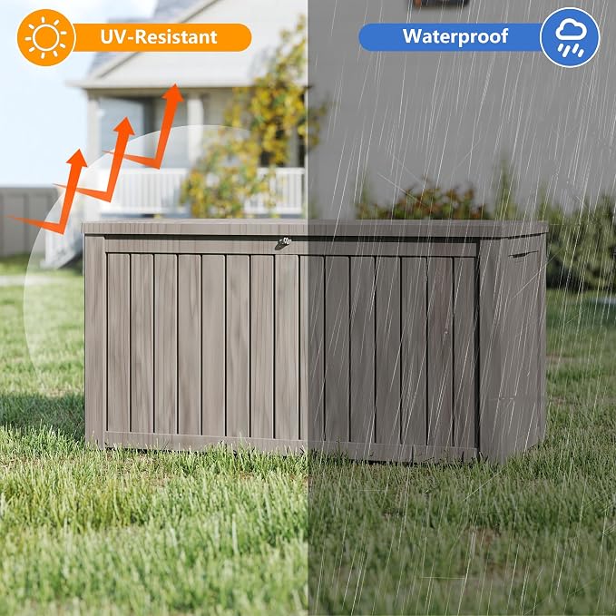 Yardgrace 80 Gallon Outdoor Storage Box Waterproof, Resin Deck Boxes - Image 2