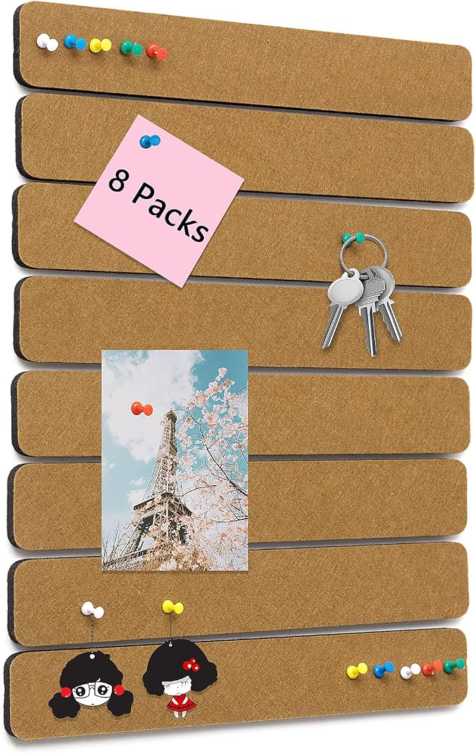 8 Pack Felt Pin Board Bar Strips Bulletin Board by SayHellotoGoodLife