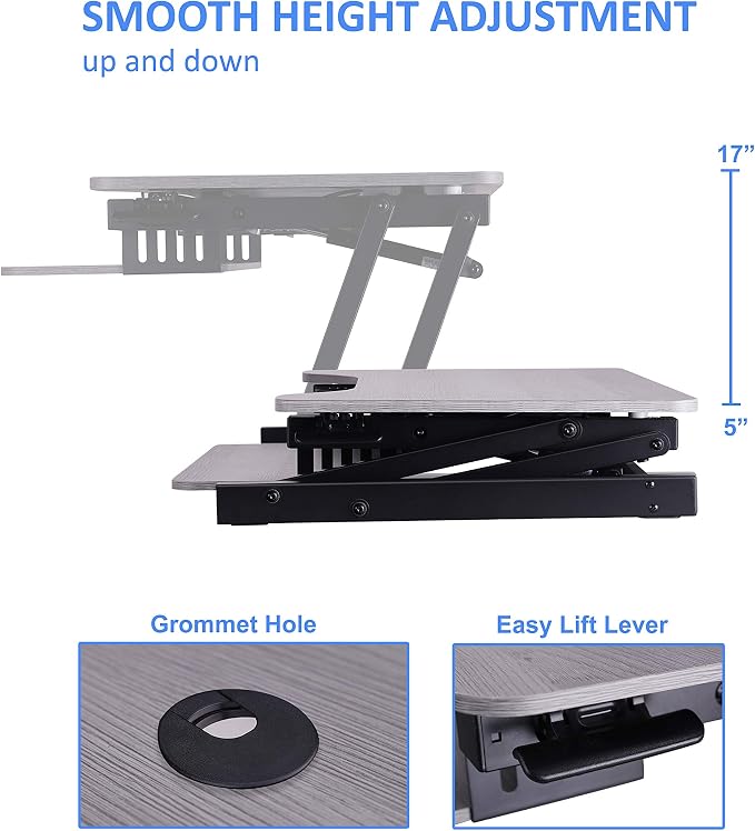 Rocelco 37.5" Deluxe Height Adjustable Standing Desk Converter - Image 2