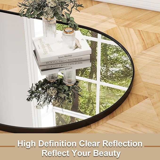 HARRITPURE 28" x 71" Full Length Mirror - Aluminum Alloy Frame Full Body Mirror - Black Extra Large Floor Mirrors for Bedroom, Living Room, Bathroom-DeskLoop Office