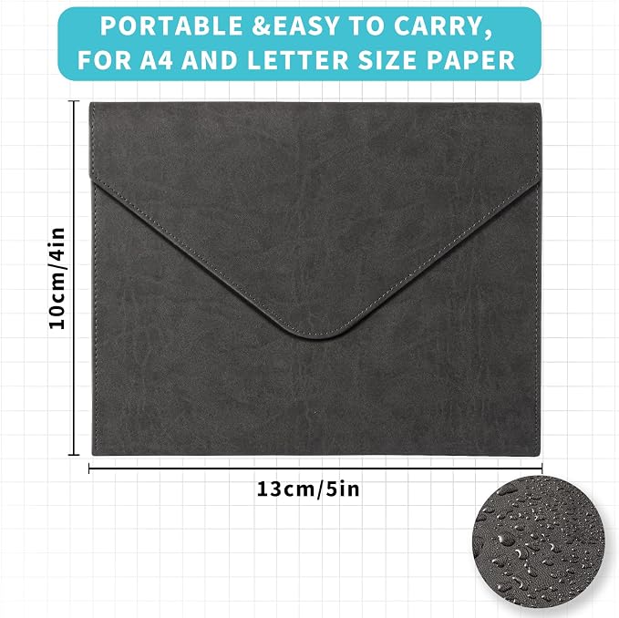 PU Leather Heavy-Duty Expanding File Folder, A5/US Letter Size Document - Image 2