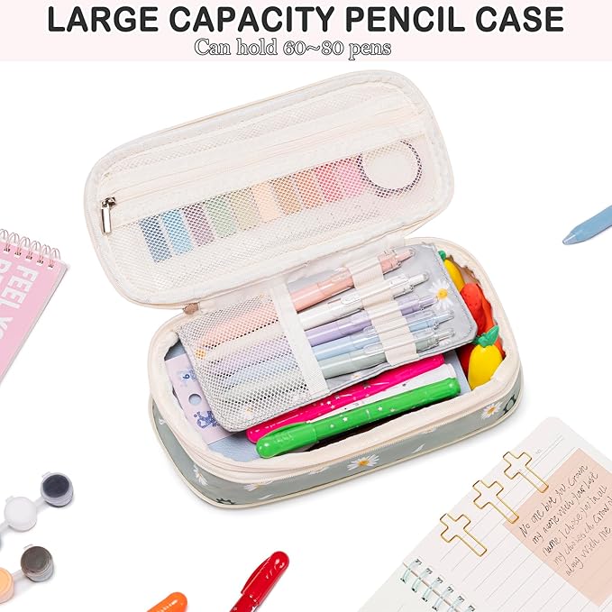 No Bleed Bible Highlighter Pen Set Study Supplies for Women - Pencil Pouch,12 Highlighters with 75 Tabs, 16 Gel Pens ( Black & Color Ink ) Notebook - Bible Journaling Catholic Christian Gift, Green-DeskLoop Office