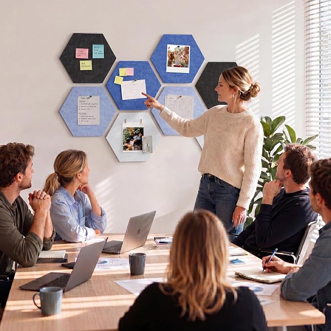 8 Pack Hexagon Felt Bulletin Board Tiles - Image 7