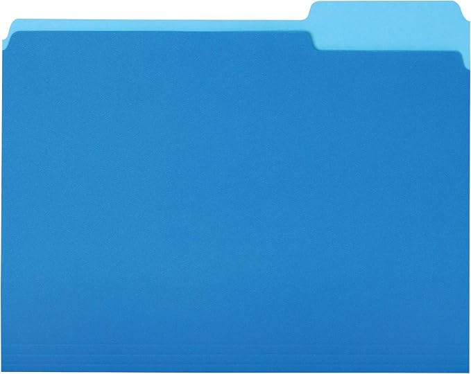 Amazon Basics File Folders for Organization, Letter Size, 1/3 Cut Tab, Sturdy by AmazonBasics