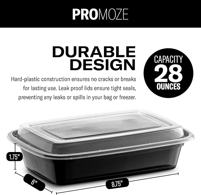 50-Pack Reusable Meal Prep Containers Microwave Safe Food Storage Containers - Image 3
