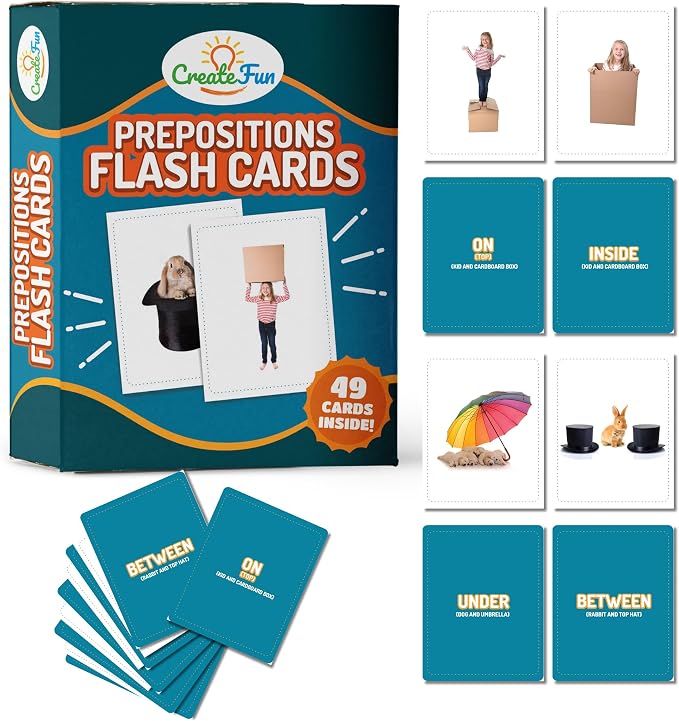 49 Preposition Vocabulary Builder Flash Cards Vol 1 Includes 7 Picture Card by CreateFun