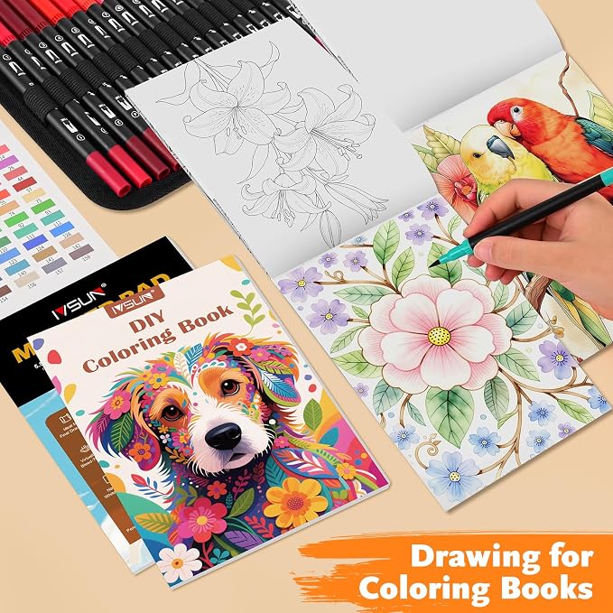 Dual Brush Marker Pens, 128 Colors Art Markers Set - Image 7