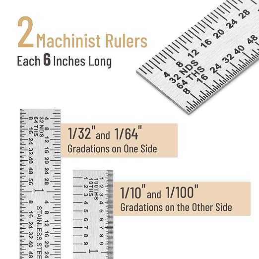 Mr. Pen- Machinist Ruler, 6 Inch, 2 Pack, Stainless Steel Imperial | Precision - Image 2