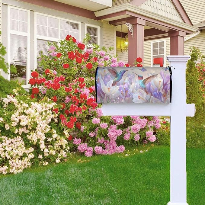 Spring Hummingbird Blooming Flowers Welcome Magnetic Mailbox Cover, Mailbox - Image 9