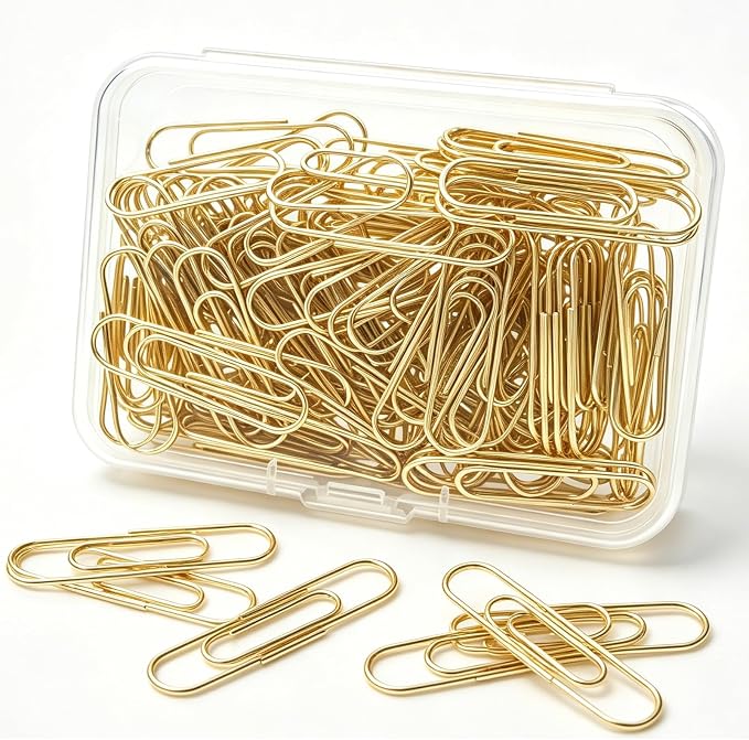 Gold Paper Clips, 1.1 Inch Small Paperclips, Office Supplies by HCwelli