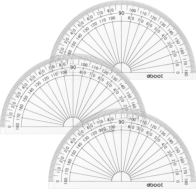 Zonon 3 Pcs 4 Inch Clear Plastic Protractor Bulk Math Protractors Set 180 Degrees Geometry Drafting Tools for Classroom Industry Office Back to School Supplies-DeskLoop Office