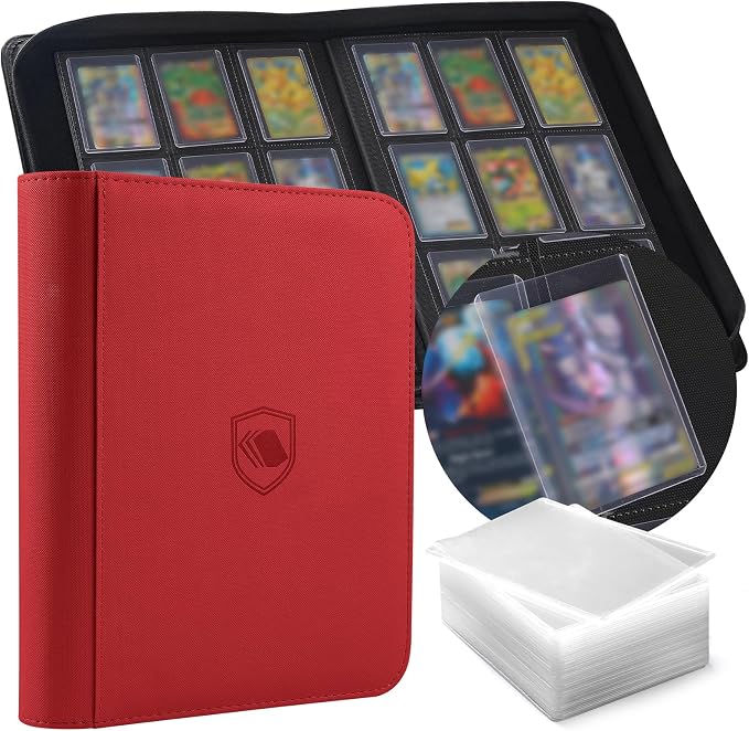 Toploader Binder, Holds 360 Toploaders, 100 Toploaders INCLUDED, 9-Pocket PU by Pemocyny
