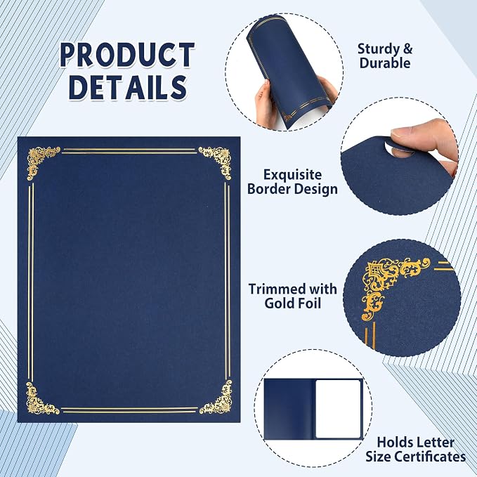 gisgfim 15Pcs Certificate Holders Diploma Covers Single Sided Gold Foil Border - Image 4