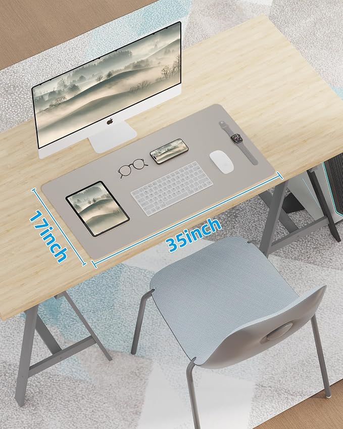 Leather Desk Pad Protector, Mouse Pad, Office Desk Mat, Non-SlipPU Leather Desk - Image 5