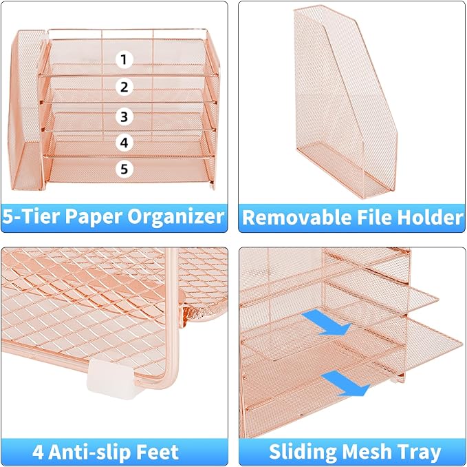 OPNICE Desk Organizer, 5-Tier Paper Organizer Letter Tray - Image 6
