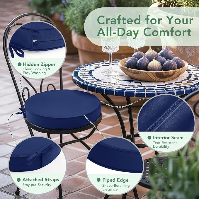 Summsun Outdoor Bistro Chair Cushions Set of 4 - Image 4