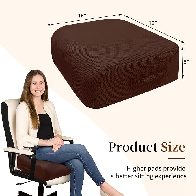 6" Extra Thick Memory Foam Office Chair Cushion – 2-Layer Booster Seat - Image 3
