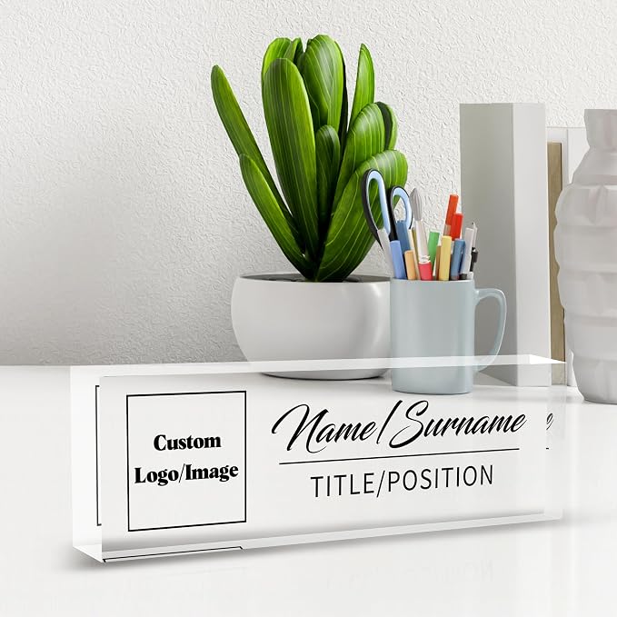 Name Plate for Desk, Custom Logo Desk Name Plate Personalized, Custom Acrylic - Image 6