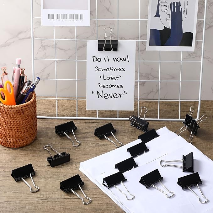 Yexiya 300 Pcs Large Binder Clips Bulk Big Paper Clamps Office Supplies Paper Clamps for Teachers Students School Office Business Paperwork Supplies (Black, 1.61 Inch)-DeskLoop Office