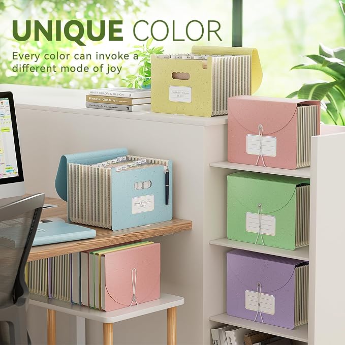 EcoStash Accordion File Organizer, 12-Pocket Wheat Straw Expanding File Folder - Image 5