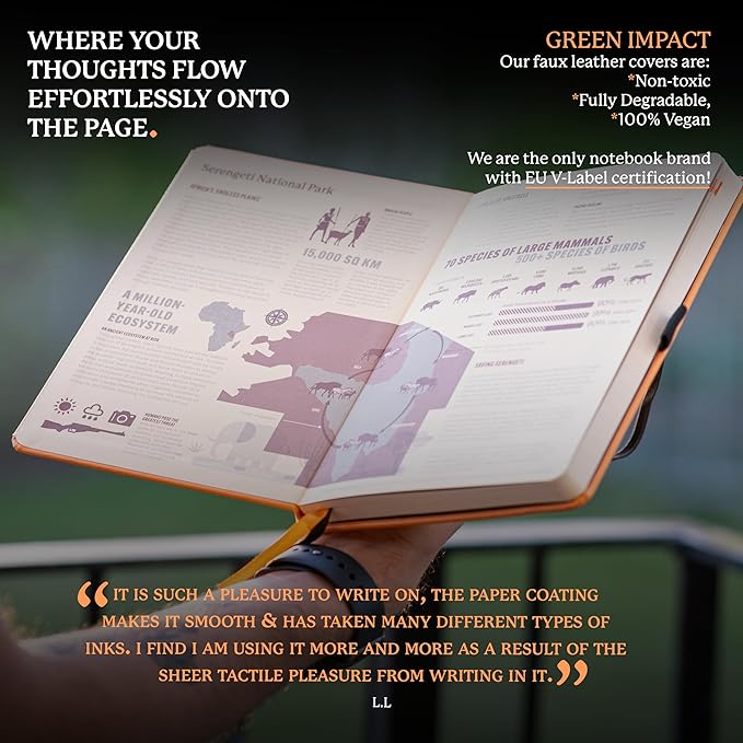 Dingbats* Earth Dotted Writing Journal Notebook A5 - Vegan Leather Hardcover - Ideal for Work, Travel - Pocket, Elastic Closure & Bookmark-DeskLoop Office