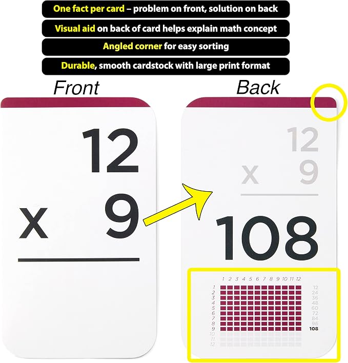 Award-Winning Multiplication Flash Cards – 173 Jumbo Cards, All Facts 0–12 – 1 - Image 5