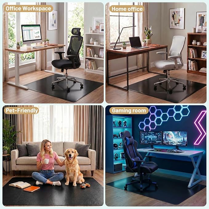Black Office Chair Mat for Hardwood Floors 36" x 48", Heavy Duty Floor - Image 7