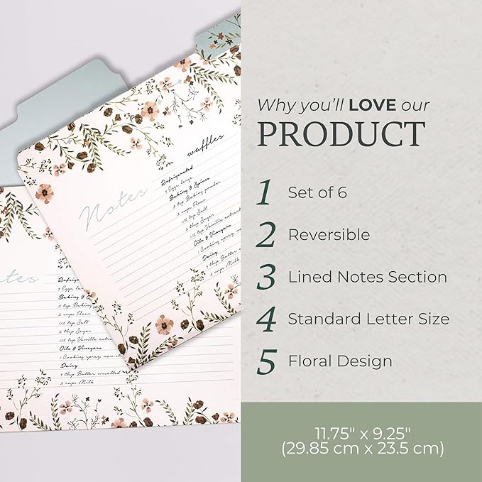 Steel Mill & Co. Set of 6 File Folders, Woodland Floral | Thick Sturdy - Image 3