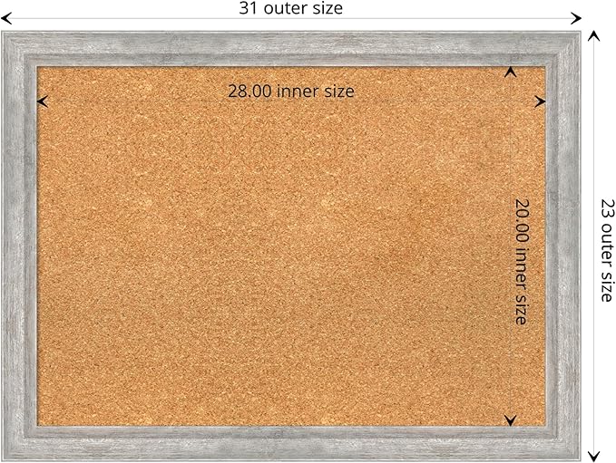 Amanti Art Natural Cork Board for Wall, 23x31 Vision Board with Silver Wood Frame, Medium Corkboard Office Decor for Home Organization, Modern Contemporary Corkboard Pinboard to display items for home-DeskLoop Office