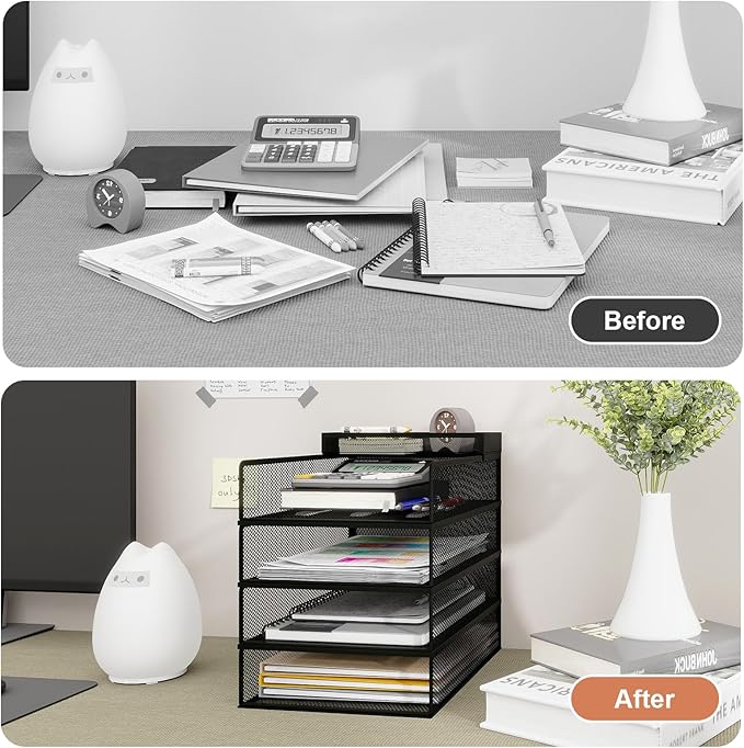 Natwind 4-Tier Stackable Metal Mesh Letter Paper Tray Organizer, Mail Tray - Image 6