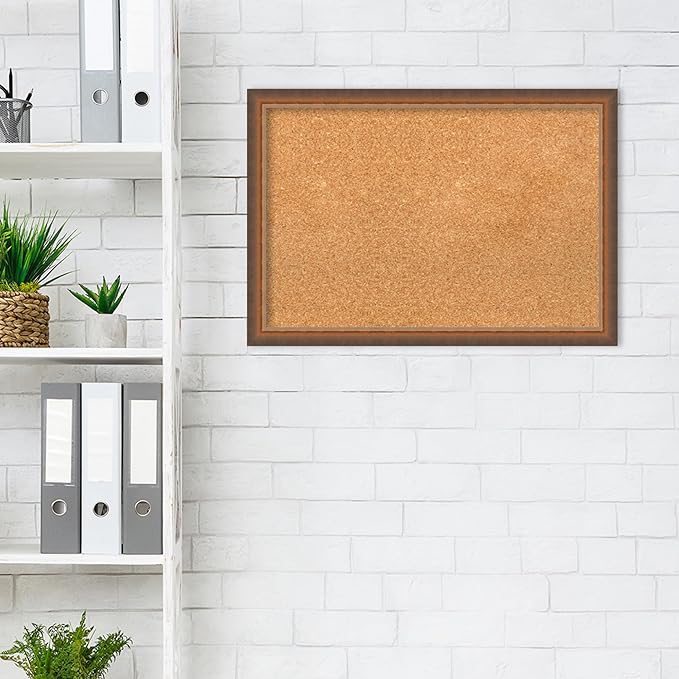 Amanti Art Natural Cork Board for Wall, 18x26 Vision Board with Bronze Frame, Medium Corkboard Office Decor for Home Organization, Modern Corkboard Pinboard to Display Items for Home Organization in-DeskLoop Office