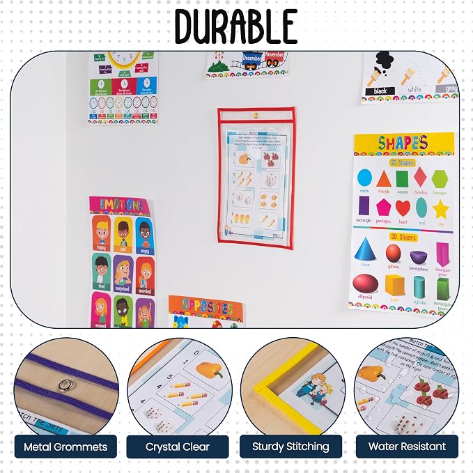 Essex Wares - 30 Pack, Dry Erase Pocket Document Protectors, Water-Resistant & - Image 4