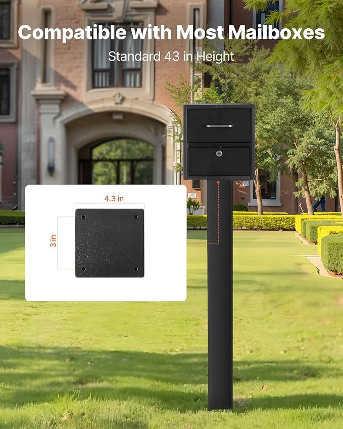 VEVOR Mailbox Post, Steel In-Ground Mounting Mail Box Stand - Image 3