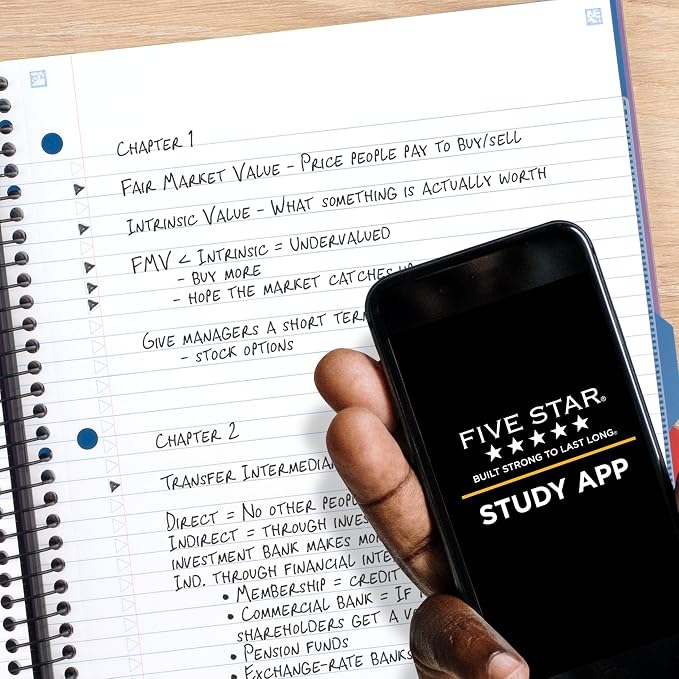 Five Star Advance Spiral Notebook + Study App, 3 Subject, College Ruled Paper - Image 3