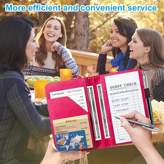 ACdream Server Books for Waitress, Guest Book Note Pad, Cute Pocket Leather - Image 2