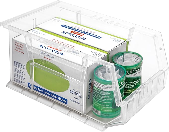 Hudson Exchange 15" x 8" x 7" Plastic Stackable Storage Bin and Hanging Container (Crystal Clear, 1 Pack)-DeskLoop Office