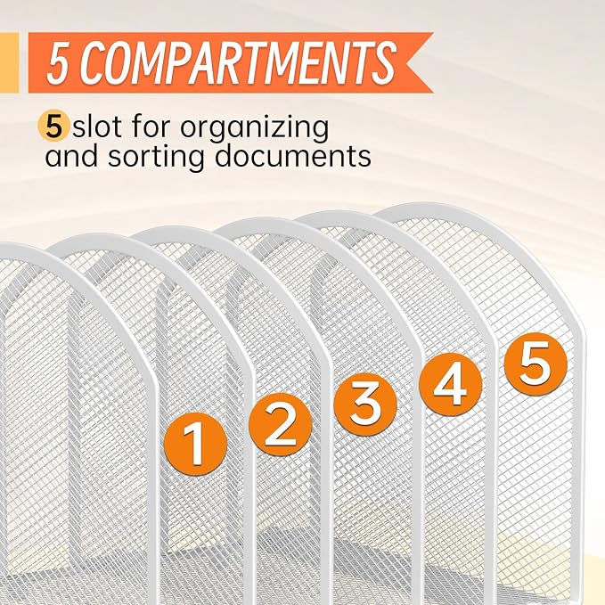 MINDEPOT Desk File Organizer 5 Sections Desktop Organizer File Sorter Office - Image 4